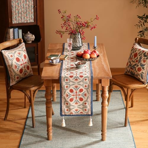 Patdrea Designer French Elegant Linen Table Runner,12"X87"-Puno B - Image 6