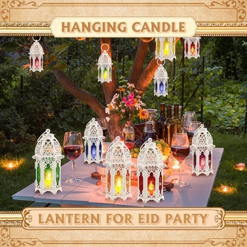 Mumufy 12 Pcs Moroccan Lantern Ramadan Lantern Eid Mubarak Decor, White - Image 5