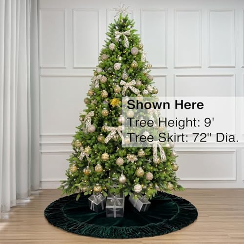 72-Inch Ruffled Velvet Christmas Tree Skirt, Forest Green - Image 2