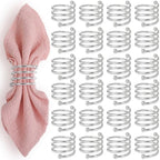 Napkin Rings Set of 24 Napkin Rings for Table Valentine's Day Wedding Christmas Decor (Silver, S) by Zioliopaner