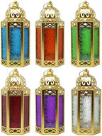 VELA LANTERNS 12" Gold Metal Moroccan Decorative Candle Lantern Holder for Hanging or Table Centerpieces, Exotic Indoor Home Decor, Outdoor Patio or Porch, Weddings, Ramadan, Assorted, Large, 6-Pack by VelaCandleLanterns