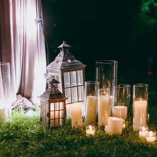 Shihanee 6 Glass Cylinder Vase Pillar Candle,Ivory,Set of 6 - Image 7