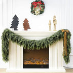 2 Pcs 9 Feet Christmas Cedar Garland - Thick & Lush Realistic Artificial Green Faux Cedar Pine Needles Garland for Christmas Winter Home Mantel Fireplace Holiday Party Decor - Image 2