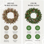 National Tree Company 24in Pre-Lit Wintry Pine Flocked Christmas Wreath - Image 5