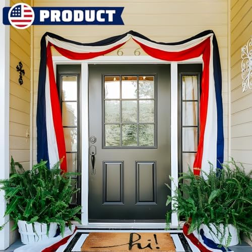 2 Pack American Flag Bunting Banner 2x20 Ft Patriotic Decorations – Red White Blue Stripe USA Banner for 4th of July Outdoor Porch Fence Garden Memorial Day Veterans Day Decor - Image 5
