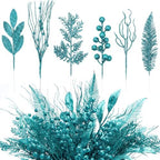 66 Pcs Teal Christmas Glitter Picks and Sprays by Vertintong
