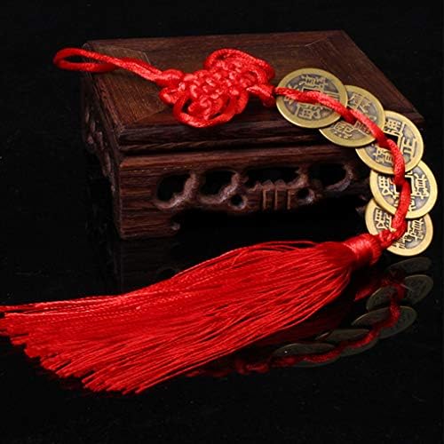 Amperer Feng Shui Brass Dragon Turtle Statue Wealth Prosperity Sculpture with Set of 5 Lucky Charm Ancient Coins on Red String Best Housewarming Congratulatory Gift Home Decor (C2 Dragon Turtle) - Image 5