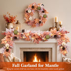 6FT Lighted Handcrafted Fall Garland, 30 LED Lights & 8-Mode Auto Timer - Image 2