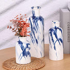 Blue Ceramic Vase Set - 3 Decorative Navy Blue and White Vase for Centerpieces, Farmhouse and Home Decor - Ideal for Living Room, Kitchen, Bedroom, Dining Table and Office Decor - Image 5