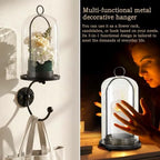 Metal Wall Hurricane Glass Candle Sconce Holder for Pillar Candle & Plant, Modern Farmhouse Decor Candle Lantern with Hand Towel Rack (Black) - Image 3