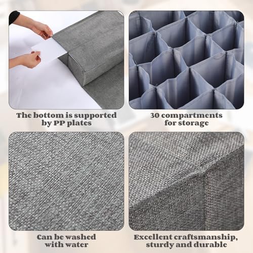 2 Pcs Light Bulb Organizer Storage Box Ornament Storage with 30 Dividers Foldable Bulbs Organizer with Lid Sturdy PP Board Fits Various Standard Dustproof Fabric Case for Home Vbs (Grey) - Image 4