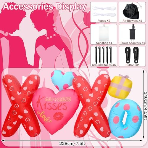 Syhood 7.5 ft Valentine's Day Inflatables Outdoor Decorations Heart Shaped Inflatable Conversation LED Lighted Blow up Ornament for Valentines Gift Wedding Home Yard Lawn Indoor Party - Image 3