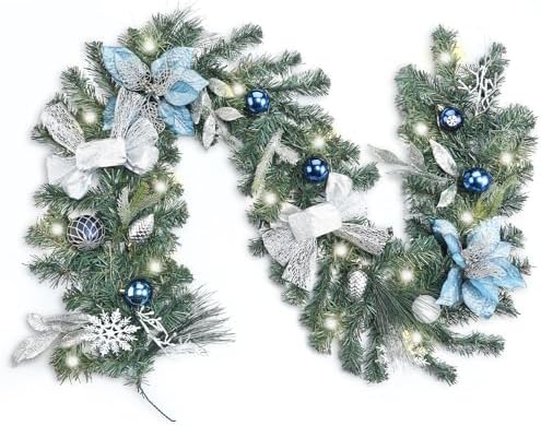 Thiccywoov 6 ft LED Prelit Christmas Pine Garland with Ball for Mantel by Jgiusenfg