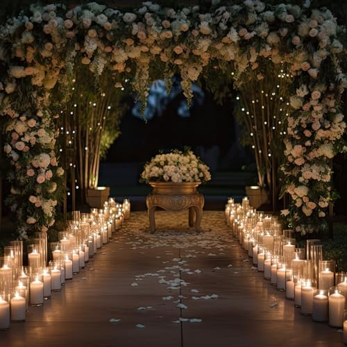 Shihanee 180 Pcs Pillar Candles & Glass Cylinder Holders Set,White - Image 5