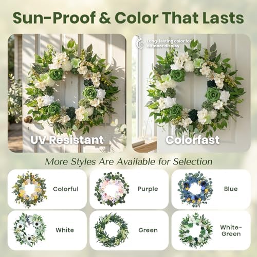 22'' Autumn Wreath for Front Door Decor,Indoor Wreaths for All Seasons - Image 3