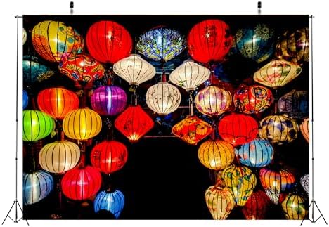 BELECO 9x6ft Fabric Colorful Lanterns Backdrop Asian Vietnam Chinese Lanterns Background Chinese Lunar New Year Spring Festival Party Decorations Holiday Portrait Photoshoot Studio Props - Image 4