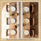 Boao 10 Pack Burlap Table Runners 12 x 108 Inch, White Edges Wedding - Image 4