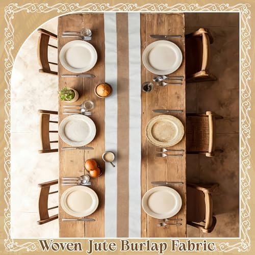 Boao 10 Pack Burlap Table Runners 12 x 108 Inch, White Edges Wedding - Image 4