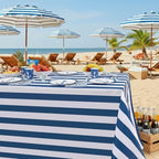 Fanqisi 2 Packs Navy Blue and White Striped Tablecloth 57 x 84 Inch Waterproof Table Cloth Rectangle Table Cover for Birthday Baby Shower Wedding Outdoor Summer Party Decoration by Fanqisi