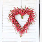 Heart Shaped Valentine's Day Pink Forsythia Flower Wreath Mother's Day Wall Door Hanging Decor Valentine's Day Wedding Decoration - Image 3