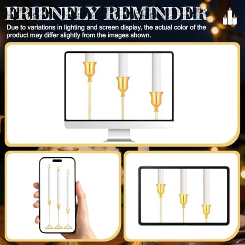 10 Sets Gold Candle Holders, 30-Pack Brass Taper Candle Holders - Image 6