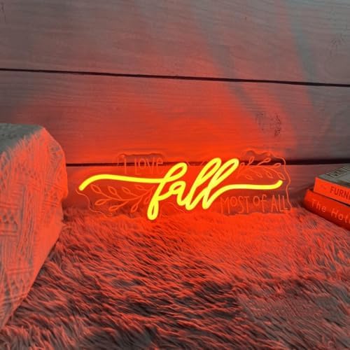 I Love Fall Most Of All LED Neon Sign, Dimmable Fall Home Bedroom Wall Decor Neon Light Autumn Party Garden Harvest Thanksgiving Door Decor - Image 3