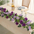 Floweroyal 6 Pack Artificial Flower Garlands 15.8FT Fake Morning Glory Vines Silk Flowers Hanging Garland Ivy for Wedding Arch Party Home Garden Wall Decor (Purple) - Image 7