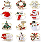 Christmas Napkin Rings Set of 12 Xmas Napkin Ring by FSMILING