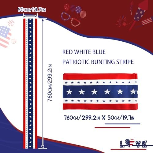 USA Bunting Flag 4th of July Red White Blue American Patriotic Independence Day and Memorial Days Decorations - Image 6