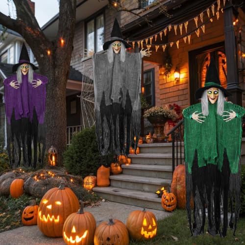 3 Pack 59" Hanging Halloween Witch Decorations for Outdoor Decor - Image 4