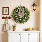 Garvee 20 Inch Lemon Wreath for Front Door, Spring Summer Wreath with Artificial Yellow Lemon, Lamb Ear Leaves & Bow for Famhouse Porch Home Kitchen Wall Decor - Image 2