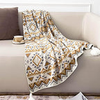 Boho Throw Blanket, Knitted Brown Tassel Throw Blankets, Soft Lightweight Vintage Tan Throw Blanket for Sofa Couch Bed and Living Room- All Seasons (50x60 Inch) - Image 4