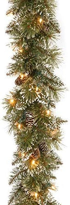 National Tree Company 6ft Pre-Lit Glittery Bristle Christmas Garland - Image 2