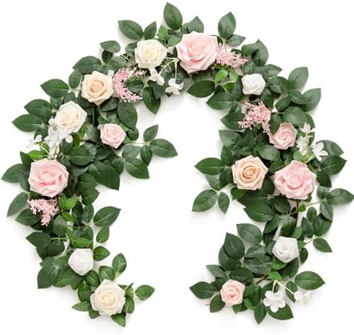 Ling's moment 5 FT Blush Artificial Flower Garland by LingsMoment