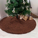 Shappy Brown 48 Inch Chunky Knit Christmas Tree Skirt Crochet Tree Skirt - Image 6
