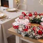 20" Artificial Christmas Wreath for Front Door with Balls Candy Cane Christmas Decorations for Indoor Outdoor Wall Window Home Holiday Xmas Decor - Image 5