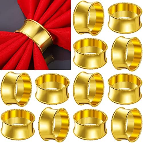 Hotop 48 Pcs Gold Napkin Rings Bulk, Metal Napkin Holder Rings by HOTOP