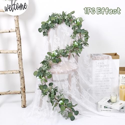 2 Packs 5.9FT Artificial Eucalyptus Garland Faux Greenery Garland - Image 2