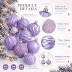 Lunmon 72 Pcs Purple Christmas Ball Ornaments Bulk Lavender Dark Pearl Purple Tree Ornament 1.57/1.97/2.36 Inch Shatterproof Matte Glitter Xmas Bauble Assorted Christmas Decor for Xmas Tree Home Party - Image 4