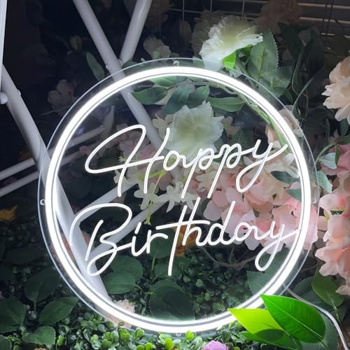 Happy Birthday LED Neon Signs Transparent Acrylic Lights Decor for Wedding Birthday Party Wall Home Bedroom Room Art Decoration with USB Light Modulator 5V - Image 4
