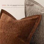Decorative Chenille Luxury Throw Pillow Covers with Wide Edge, Textured Solid Pillowcases, Soft Velvet Cushion Cover Home Décor for Couch Sofa Chair Bed,20×20 Inch, Set of 2, Burnt Orange - Image 3