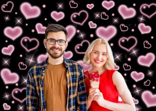 10x8FT Valentine's Day Backdrop Black and Pink Heart Photo Backdrop 90s Background Sweet Women Men Happy Birthday Party Photography Background Studio Props - Image 4