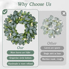 23 Inch Artificial Eucalyptus Wreaths for Front Door, Spring Boxwood Door Wreath with Berries, Summer Green Wreath for Wall Window Porch Farmhouse Wedding Decor All Year Round Indoor Outdoor - Image 4