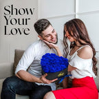 GLAMOUR BOUTIQUE Preserved Flowers, 27 Forever Blue Roses in Heart Gift Box - Image 4