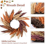 Harvest Mini Fall Wreath, 4 Pack 12in Rustic Thanksgiving Wreath - Image 3