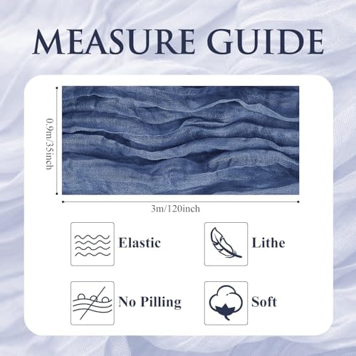 Cheesecloth Table Runner 10FT 12Pcs Blue Boho Gauze Sheer Runners - Image 2