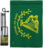 Erin go Bragh Garden Flag Set with Stand Springtime St Patrick Shamrock Leprechaun Lucky Coin Holiday March Irish Clover Small Decorative Gift Yard House Banner Double-Sided Made In USA 13 X 18.5 by Unknown