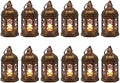 LLQ Mini Lantern with LED Candle, 12PCS Small Lanterns Decorative Indoor, Vintage Moroccan Lights for Halloween Decorations, Hanging Ornaments for Christmas, Table Centerpiece, Boho Wedding Decor by LLQ-LuckLifeQuality