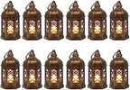 LLQ Mini Lantern with LED Candle, 12PCS Small Lanterns Decorative Indoor, Vintage Moroccan Lights for Halloween Decorations, Hanging Ornaments for Christmas, Table Centerpiece, Boho Wedding Decor by LLQ-LuckLifeQuality