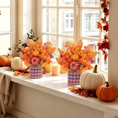 2PCS 11in Fall Centerpieces for Tables Thanksgiving Fireplace Decorations - Image 4